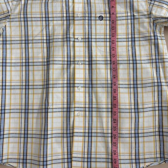 Wrangler George Straight Mens Yellow + Blue Plaid Short Sleeve Shirt Size Large - Picture 5 of 6